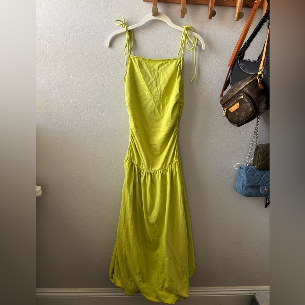 Free People FP Beach Free Est Liza Drop-Waist Midi Dress Ruched Bubble - Picture 3 of 5